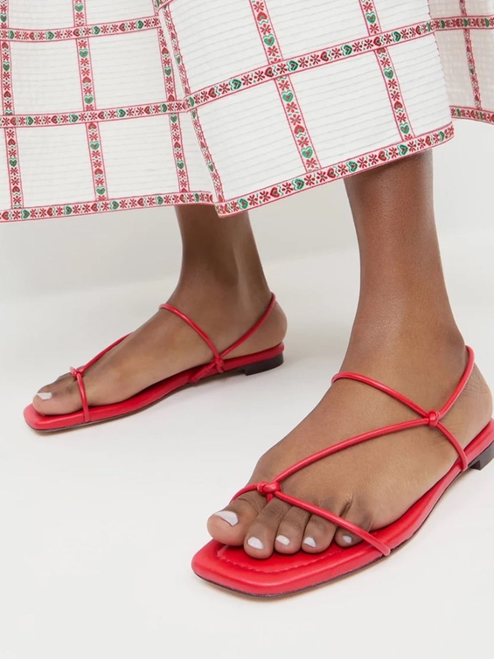 Loeffler randall red leather strap minimal sandals size 7